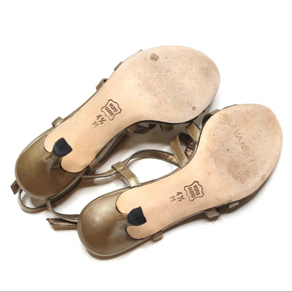 Vaneli | Gold Strapy Kitten Heels